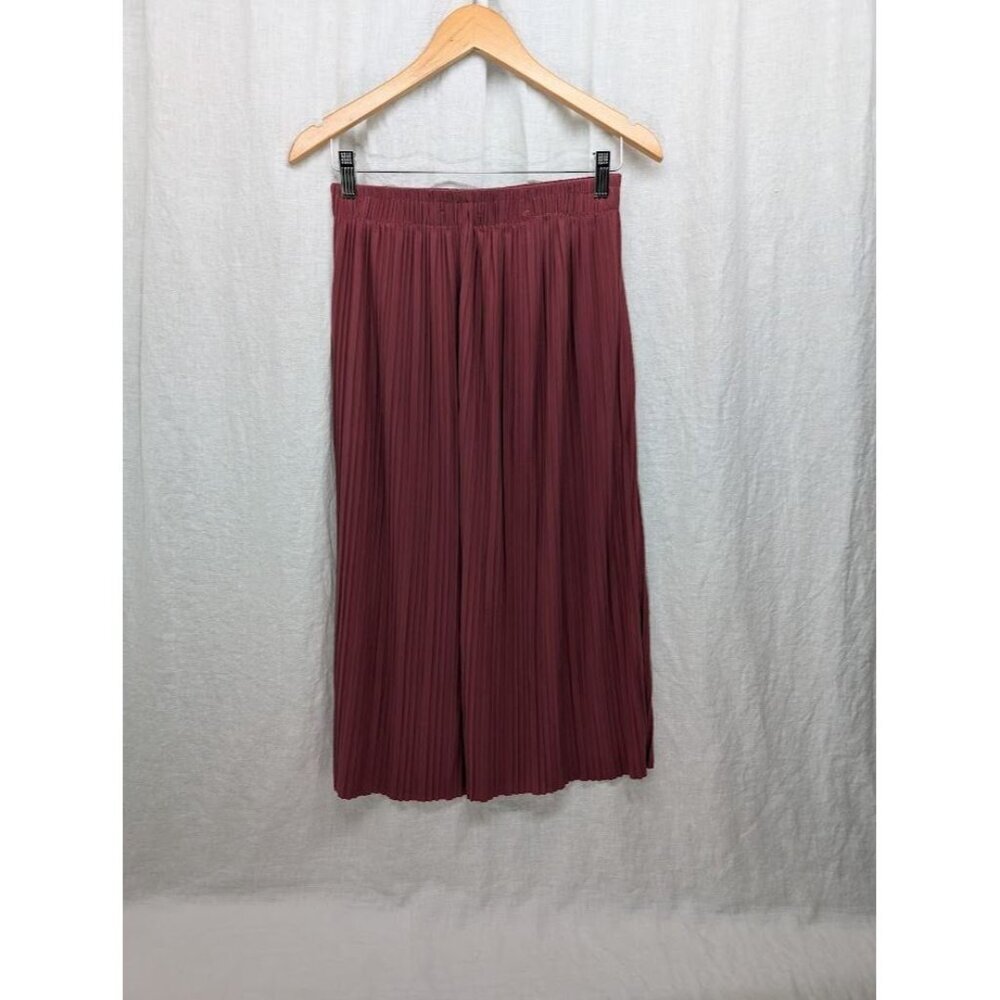 no brand women's size 2 pink mauve pleated elastic waist band mid length skirt